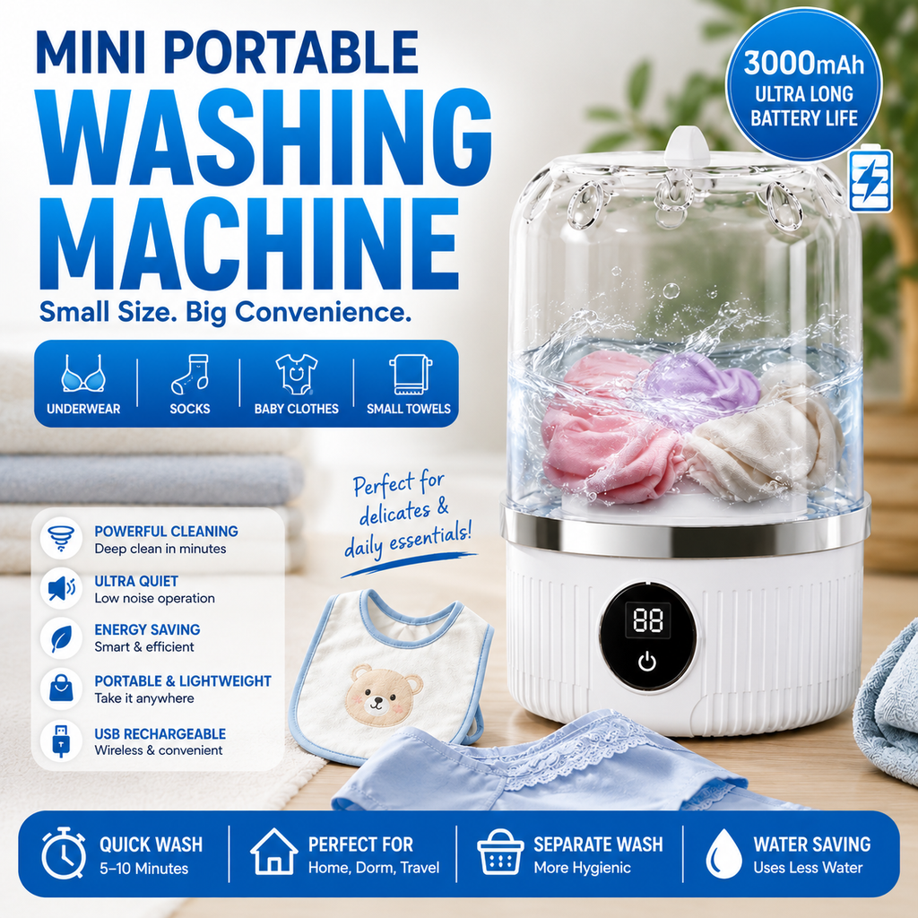 Portable Mini Washing Machine - No More Handwashing